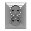 OPAL Gniazdo podwójne z uziemieniem srebrne GPt-6 Op SR