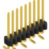 Pin header, 9 pole, pitch 1.27 mm, angled, black, 10061253