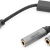 Adapter cable, 0.2 m, black, 3.5 mm stereo jack plug, straight to 2 x 3.5 mm stereo jack socket, straight, DB-510310-002-S