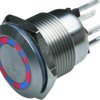 Vandal-proof pushbutton, 1 pole, red/blue, illuminated  (red/blue), 0.5 A/24 V, mounting Ø 19 mm, IP66, MPI002/28/D4