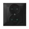 IMPRESJA Gniazdo podwójne bez uziemienia z przesłonami z ramką czarny metalik GP-2YP/33 OSPEL