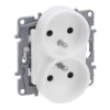 NILOE SELECTION Gniazdo podwójne z uziemieniem do ramek wielkorotnych zaciśki śrubowe z przesłoną perła 762442 LEGRAND