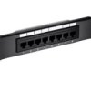 Panel krosowniczy, TC, Cat6, 8 portów, RJ45, Bez ekranowania, 44mm, Czarny