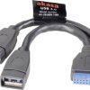 kabel Y USB 3.2 Gen 1 (USB 3.0) Akasa AK-CBUB09-15BK, [2x złącze żeńskie USB-A 3.2 Gen 1 (USB 3.0) - 1x złącze żeńskie U