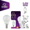 Żarówka LED E14 IQ-LED G45E14 3,4W-NW 470lm 4000K barwa neutralna Ra90 3 lata Gwarancji kulka 36689