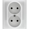 VENA Gniazdo podwójne bez uziemienia kompletne z ramką biały 510435