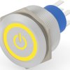 Vandal-proof pushbutton, 2 pole, silver, illuminated  (yellow), 3 A/250 VAC, mounting Ø 23.7 mm, IP67, 2-2317658-3