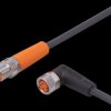 Sensor actuator cable, M8 cable plug, straight, A to M8 cable socket, angled, A, 3 pole/3 pole, 2 m, PUR, black, 3 A, EVC283