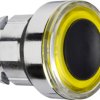 Pushbutton, for universal LED, illuminable, waistband round, yellow, front ring light gray, mounting Ø 22.5 mm, ZB4BW983