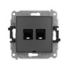 ICON Mechanizm gniazda komputerowego podwójnego 2xRJ45, kat. 5e, 8-stykowy, bez pola opisowego grafitowy mat 28IGKBO-2