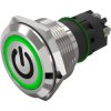 Vandal-proof pushbutton switch, silver, illuminated (green), 3 A/240 V, 22 mm, IP65/IP67, 82-10-001628