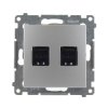 Gniazdo komputerowe RJ45 podwójne srebrne D62.01/43 Kontakt Simon54
