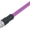 Sensor actuator cable, M12-cable plug, straight to open end, 2 pole, 2 m, PUR, purple, 4 A, 77 4329 0000 60702-0200