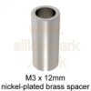 M3 x 12mm through brass spacer (10 Pack)