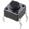 Short-stroke pushbutton, 1 Form A (N/O), 50 mA/12 VDC, unlit , actuator (black, L 5 mm), 1.6 N, THT, 1301.9302
