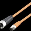 Sensor actuator cable, M8 cable plug, straight, A to M12 cable socket, straight, A, 3 pole/5 pole, 0.3 m, PVC, orange, 3 A, EVT4
