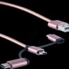 BS14-50074 3-in-1 charging cable, Micro B/type C/Lightning, rose gold, 1 m