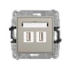 MINI Mechanizm gniazda podwójnego 2xUSB A-A 2.0 taupe 60MGUSB-2