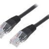 Patch cord U/UTP, Cat 5e, RJ45 wtyk z obu stron, linka, CCA, 0,5m PP12-0.5M/BK