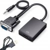 KABEL ADAPTER KONWERTER VGA-HDMI FULL HD D-SUB Z JACK 3.5 I USB