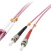 LINDY 46352 światłowodowe do światłowodów kabel 3.00 m różowy [1x złącze męskie LC - 1x złącze męskie ST] 50/125 µ Multi