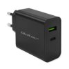 Qoltec Ładowarka Super Quick PD 1xUSB-C 1xUSB 45W 5-20V 2.25-3A Czarna