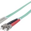 Światłowodowy kabel połączeniowy Intellinet, duplex, wielomodowy, ST / LC, 50/125 µm, OM3, 2 m, turkusowy