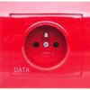 KIER Gniazdo pojedyncze z/u DATA z przesłonami czerwone GP-1WZDP/22