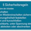 Information sign, text: "5 Sicherheitsregeln", (W) 200 mm, plastic, 080.30-6-120X200-O