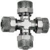 Cross connector, L 25.5 mm, 18 bar, brass, nickel-plated, for hose, 110639