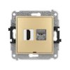 ICON Mechanizm gniazda HDMI 2.0, 4K + gniazda 1xRJ45, kat. 6, ekranowany, 8-stykowy, bez pola opisowego złoty 29IGHKBO-46