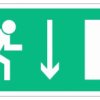 ZNAK - AC011 Wyjście ewakuacyjne w prawo w dół 20 x 10 cm FS - Folia samoprzylepna foto.