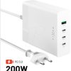 FIXCG200-3C1A-WH USB charger, 200 W, 5 - 20 V, 5 A, 3x USB-C, 1x USB-A, GaN, whit