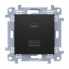 Gniazdo ładowania USB podwójne SIMON 10 czarne matowe USB A + USB C (Quick Charge 30W) Kontakt Simon CEC2CAQ.01/49