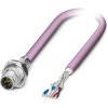 Sensor actuator cable, M16 panel plug, straight to open end, 5 pole, 0.5 m, PUR, purple, 4 A, 1726652