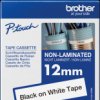 TZE-N231 Unlaminated labelling tape, black on white, 12 mm