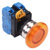 YW4L-A4E02Q3A Amber 12V illuminated 22mm Metal Bezel Mushroom Maintained Push Button Switch 2NC IP65 IDEC