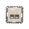 Gniazdo komputerowe podwójne RJ45 kat. 6 STP, beżowy, Sedna Design i Elements SDD112462S