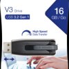 USB stick, 16 GB, with sliding mechanism, USB 3.0, black gray, Verbatim 49172
