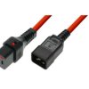 Kabel zasilający serwerowy z blokadą IEC LOCK 3x1,5mm2 C20 prosty/C19 prosty M/Ż 2m czerwony IEC-PC1402