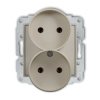 MINI Mechanizm gniazda podwójnego do ramki bez uziemienia 2x2P (bez przesłon torów prądowych) taupe 60MGPR-2