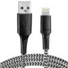 Kabel Usb - Lightning Oplot Czarno-Biały 1M Va0149 Vayox