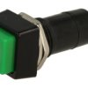 Przełącznik; przyciskowy; PBS12AG; ON-OFF; zielony; bez podświetlenia; do lutowania; 2 pozycje; 1A; 250V AC; 12mm; 31mm