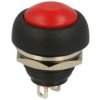 Przełącznik; przyciskowy; PBS33R; OFF-(ON); czerwony; bez podświetlenia; do lutowania; 2 pozycje; 1A; 250V AC; 12mm; 14mm