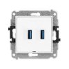 ICON Mechanizm gniazda podwójnego 2xUSB A-A 3.0, bez pola opisowego biały IGUSBBO-6