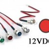 Kontrolka LED 5mm 12VDC + przew. wklęsła czerwona