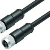 Sensor actuator cable, M12-cable plug, straight to M12-cable socket, straight, 4 pole, 2 m, PUR, black, 4 A, 77 3530 3529 50704-