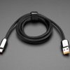Adafruit Black Woven USB A to USB C Cable with 66W Watt Display - 1 meter