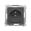 Simon 55 Gniazdo wtyczkowe pojedyncze z uziemieniem i przesłonami (moduł) 16 A 250 V~, szybkozłącza Grafitowy mat TGZ1CZ.01/116