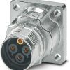 Surface mount socket, M17, 4 pole, crimp connection, standard/ONECLICK quick locking system, straight, 1628923